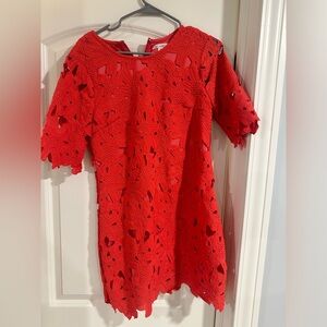 Mini lace orange dress